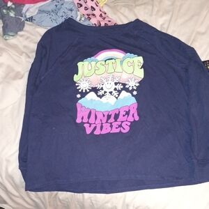 Justice Kids Navy Winter Vibes Long Sleeve Tee